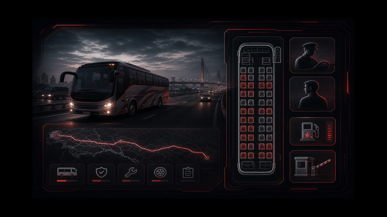 Bus operator trip entry form with route, driver, and revenue fields