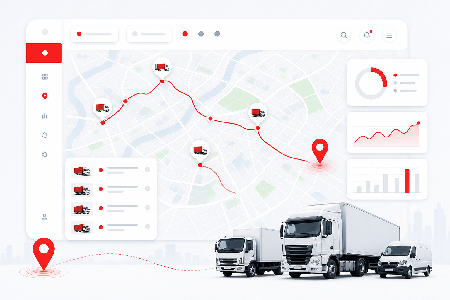 Fleet GPS tracking map for commercial trucking and logistics