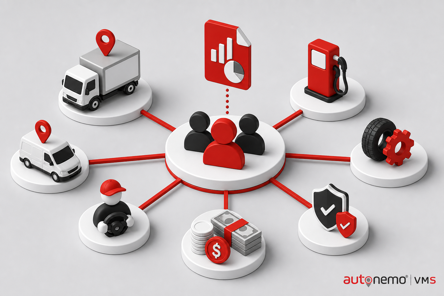 Integration diagram — Reporting for partner settlements for Agents (Isometric style, example only, not a software screenshot)