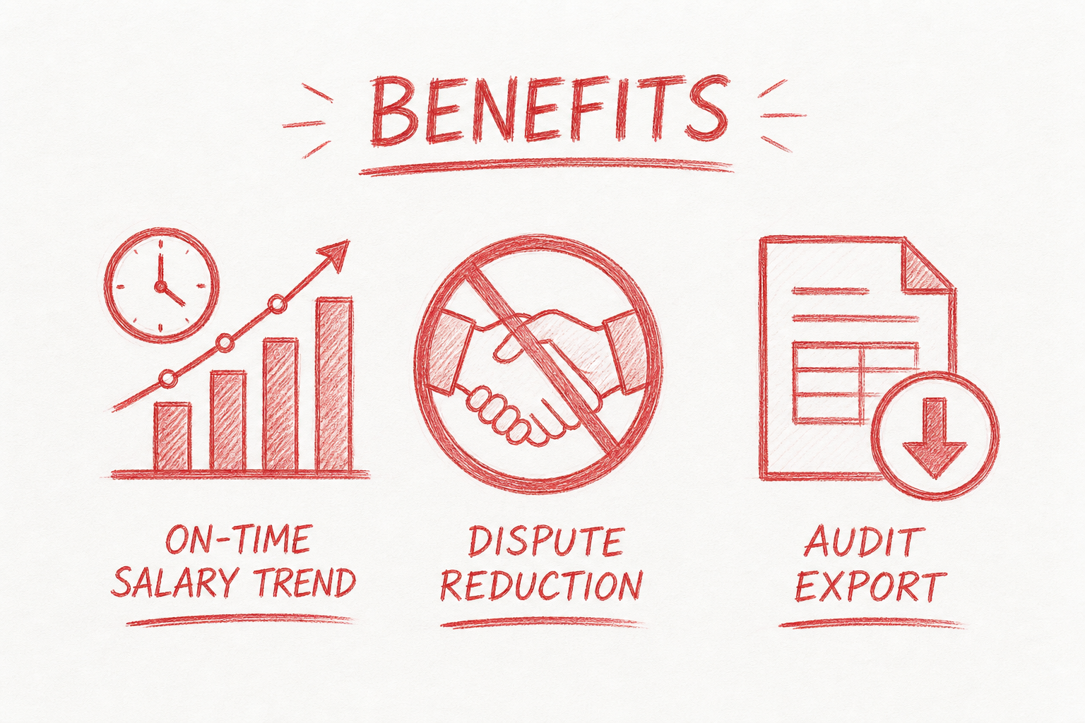 Benefits graph — Loan and PF deductions applied for Payroll (Sketch blend style, example only, not a software screenshot)