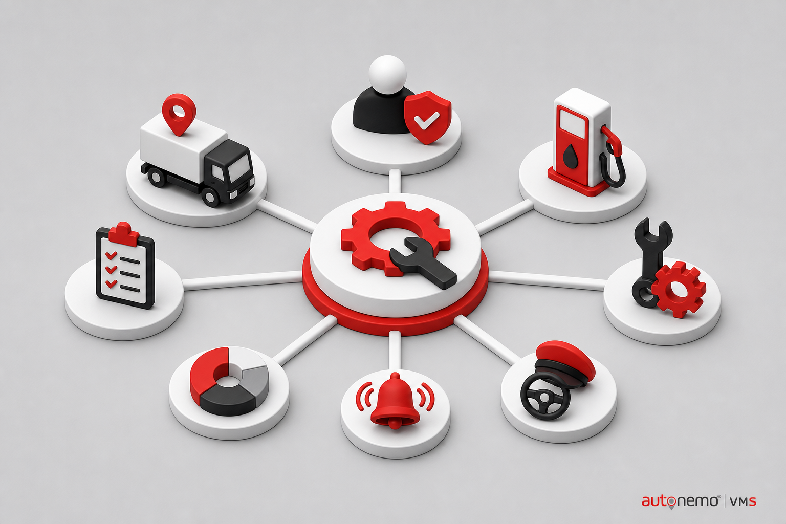 Integration diagram — Company branding and operational defaults for Setup (Isometric style, example only, not a software screenshot)