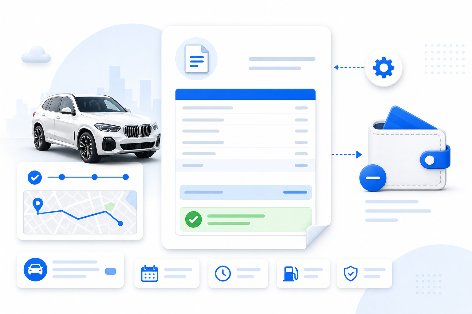 Automated car rental invoice generated from wallet balance on trip close