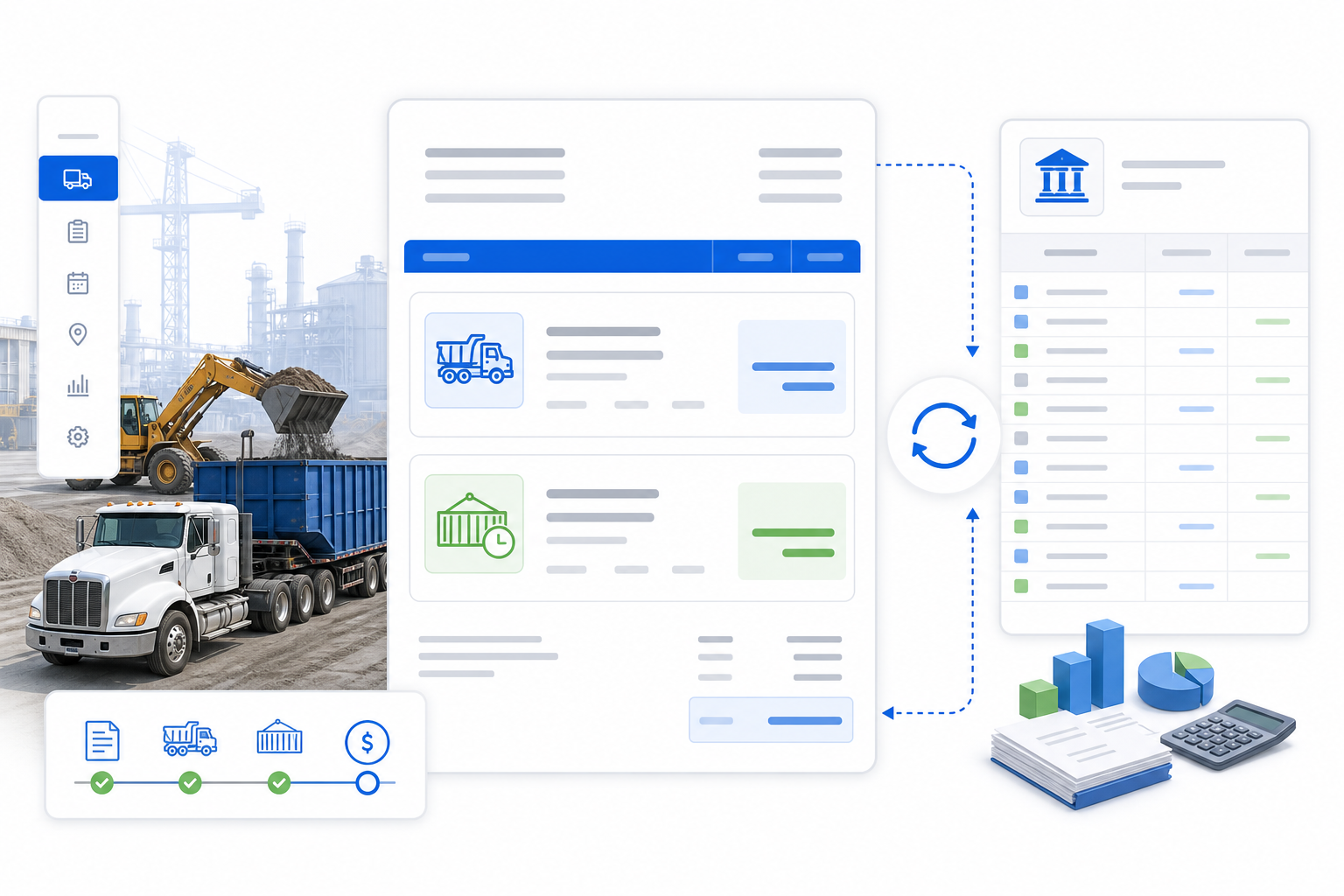 Heavy industry trip billing and accounts integration from VMS dispatch
