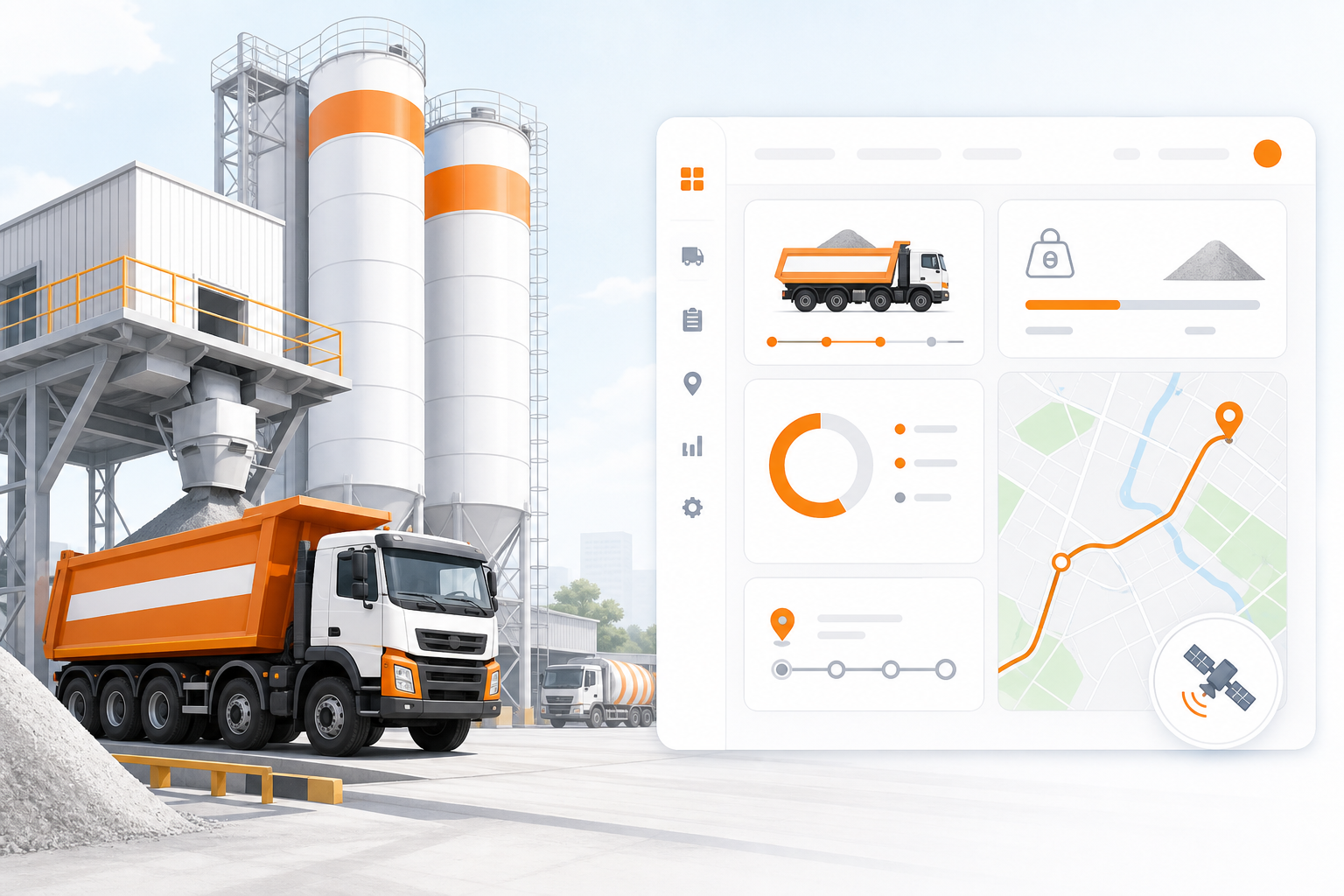 Cement bulk dispatch with tipper truck GPS tracking from plant to dealer