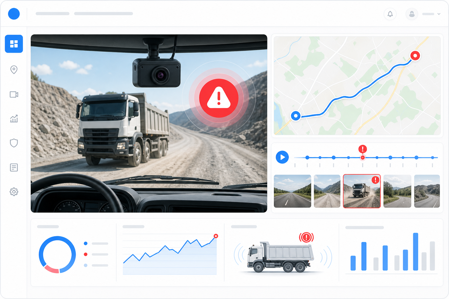 Dashcam and MDVR safety telematics linked to heavy haul GPS trip