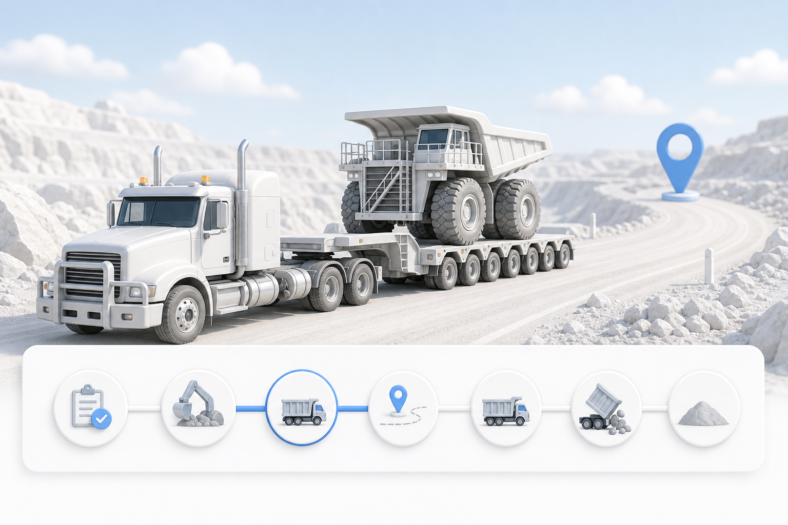 Prime mover and trailer heavy haul trip lifecycle with GPS tracking