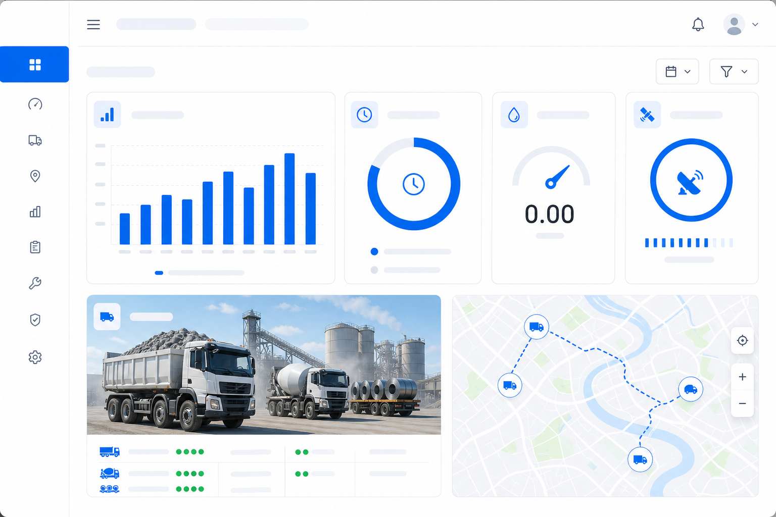 Steel cement heavy industry fleet KPI reports and management dashboard