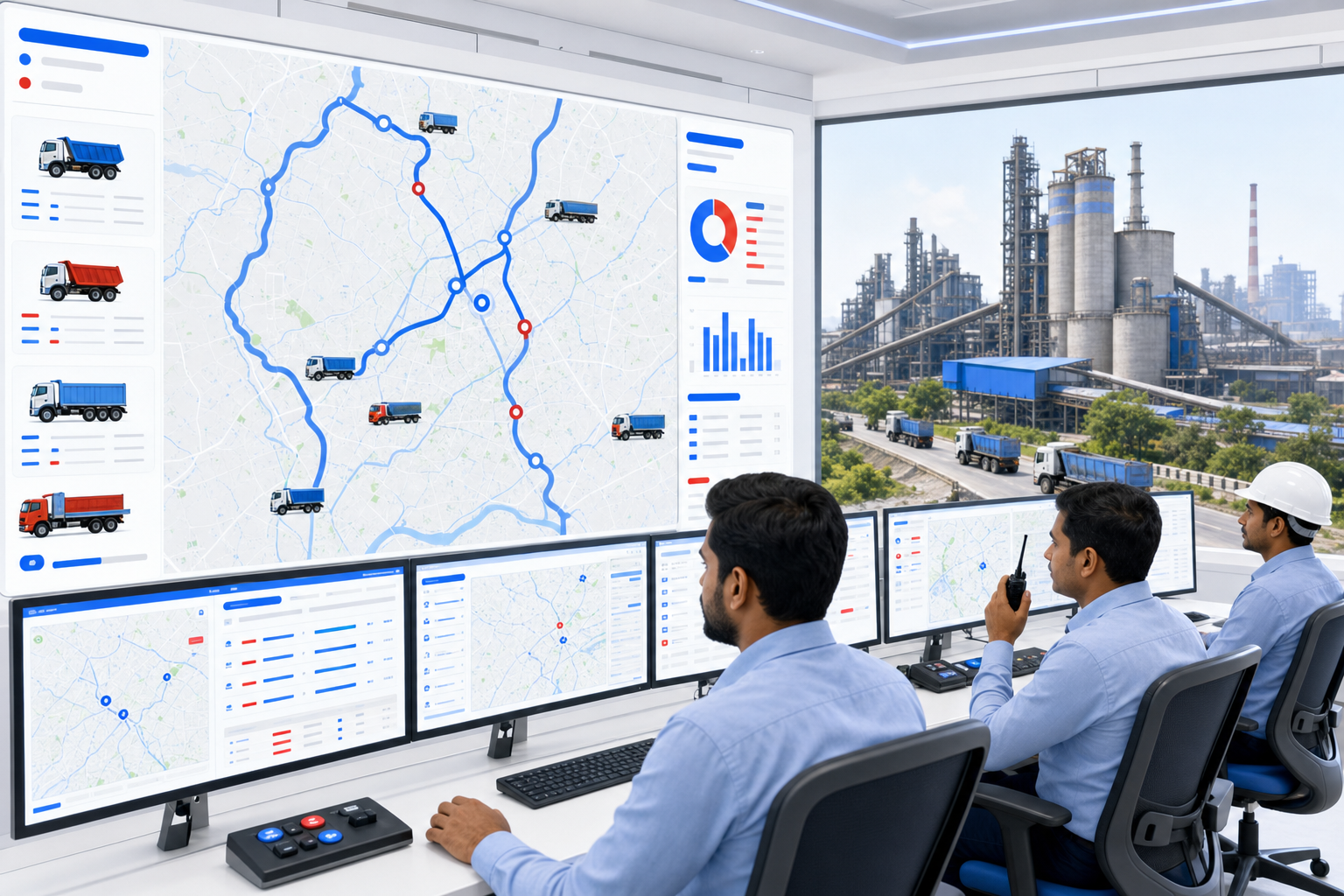ISPAT steel and cement plant fleet VMS with live GPS command center map