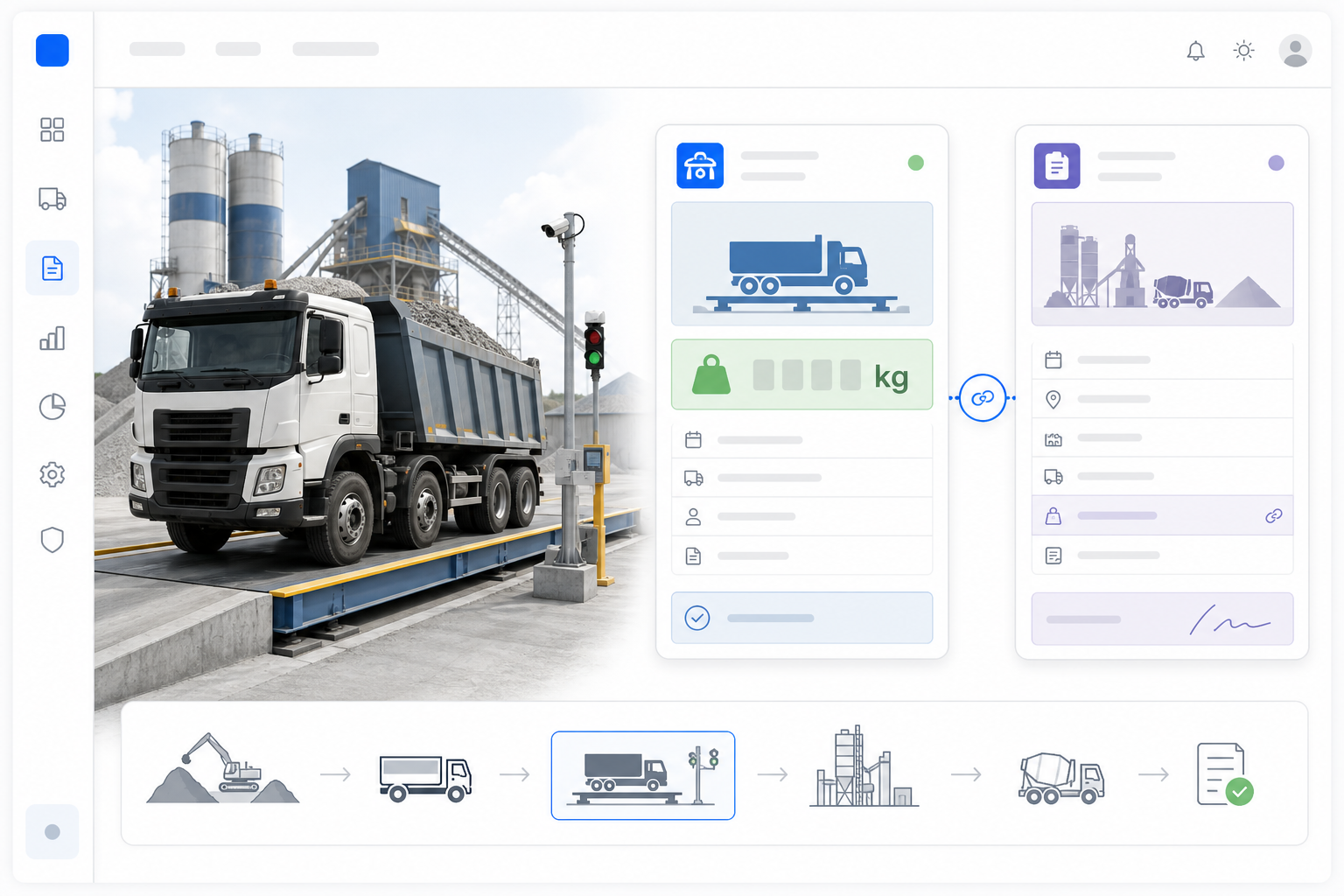 Weighbridge weight capture integrated with heavy industry VMS trip