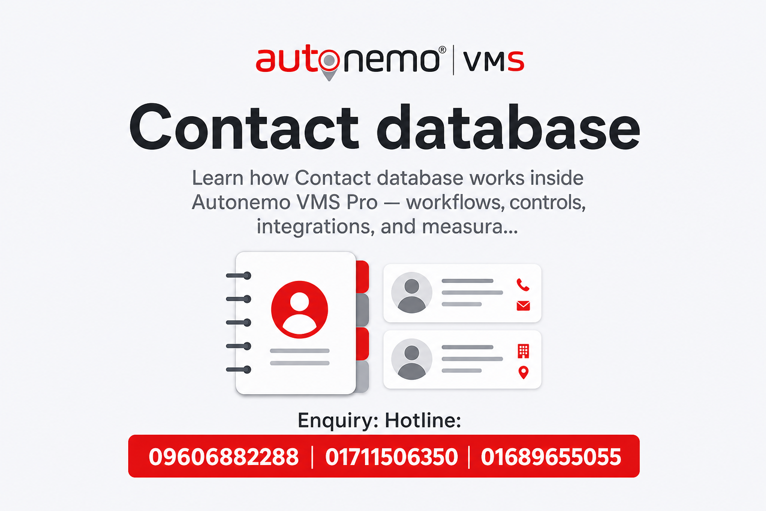 Contact database in Autonemo VMS Pro — Fleet & Transport Guide