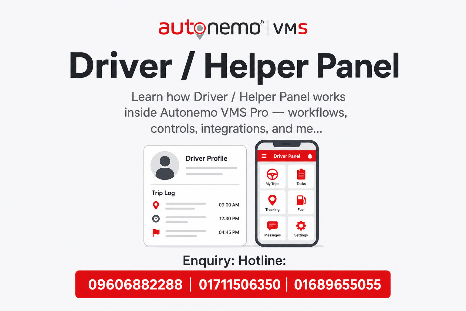 Driver / Helper Panel in Autonemo VMS Pro — Fleet & Transport Guide
