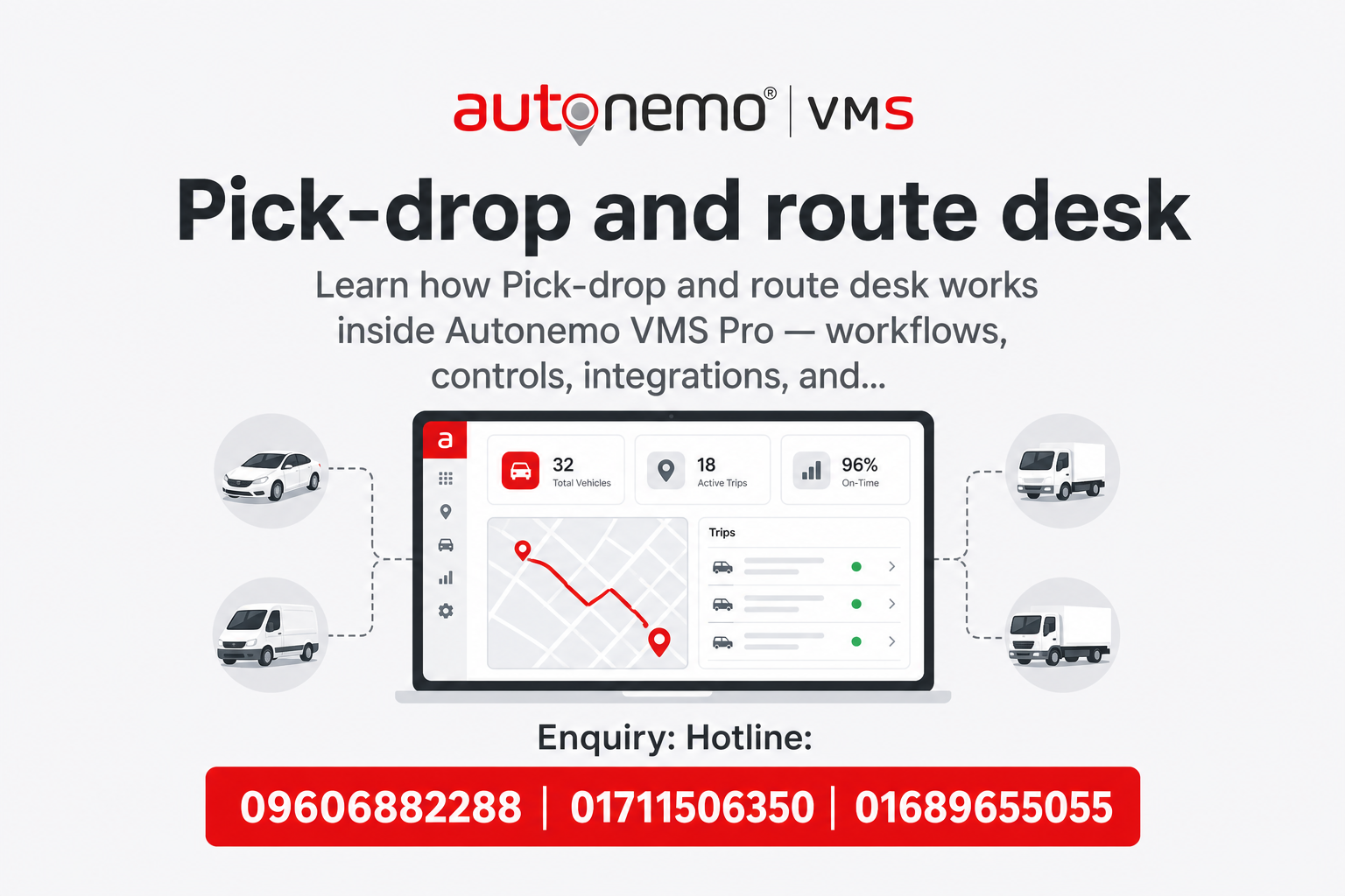 Pick-drop and route desk in Autonemo VMS Pro — Fleet & Transport Guide
