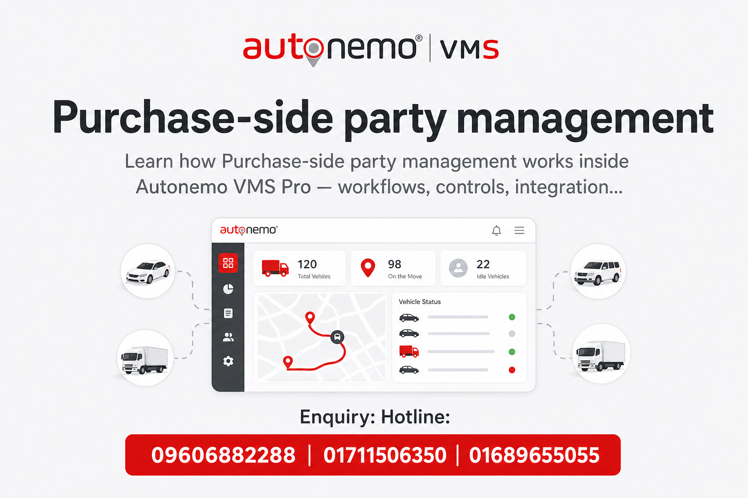 Purchase-side party management in Autonemo VMS Pro — Fleet & Transport Guide
