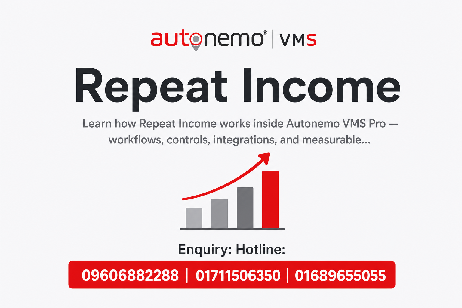 Repeat Income in Autonemo VMS Pro — Fleet & Transport Guide