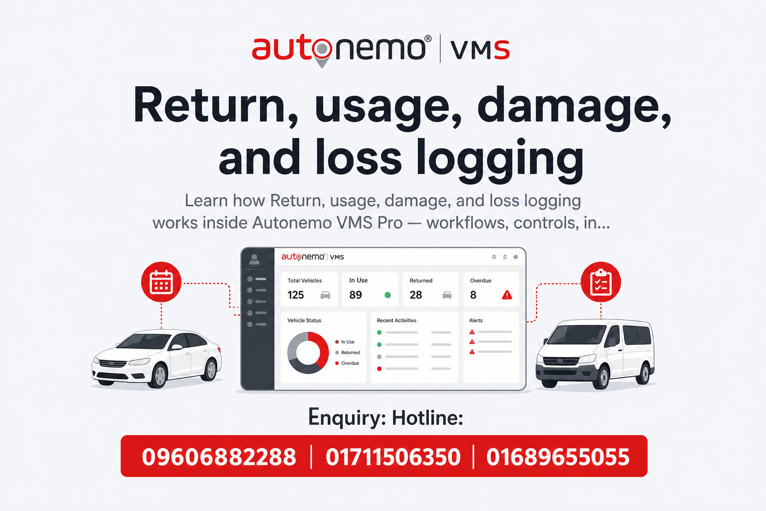 Return, usage, damage, and loss logging in Autonemo VMS Pro — Fleet & Transport Guide