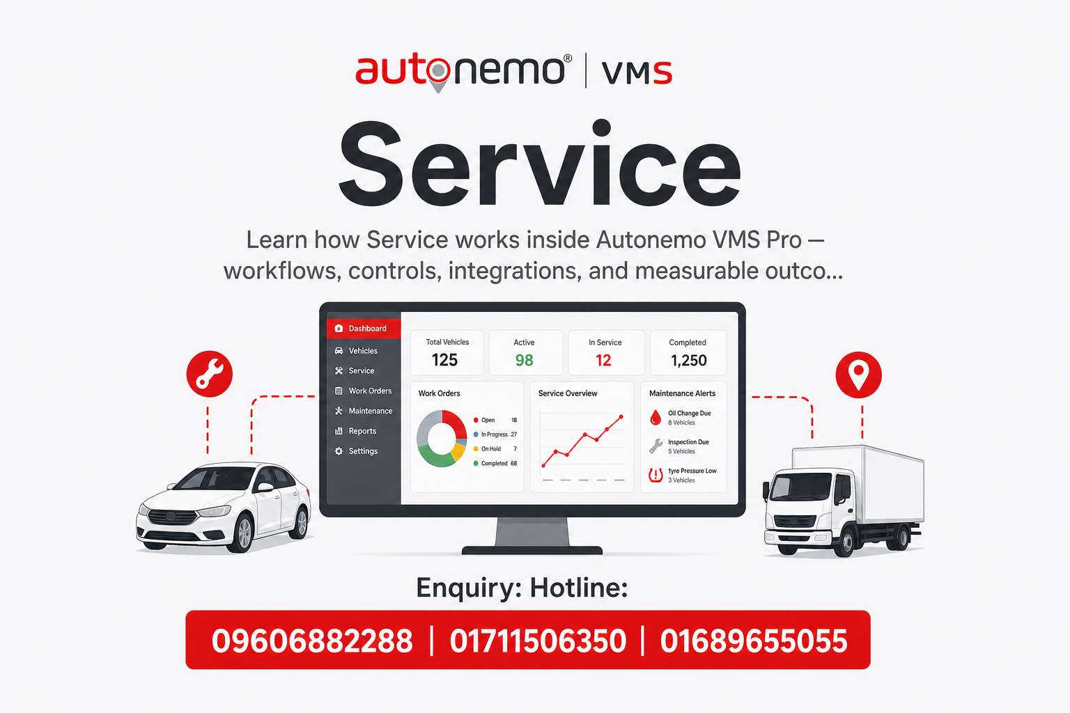 Service in Autonemo VMS Pro — Fleet & Transport Guide