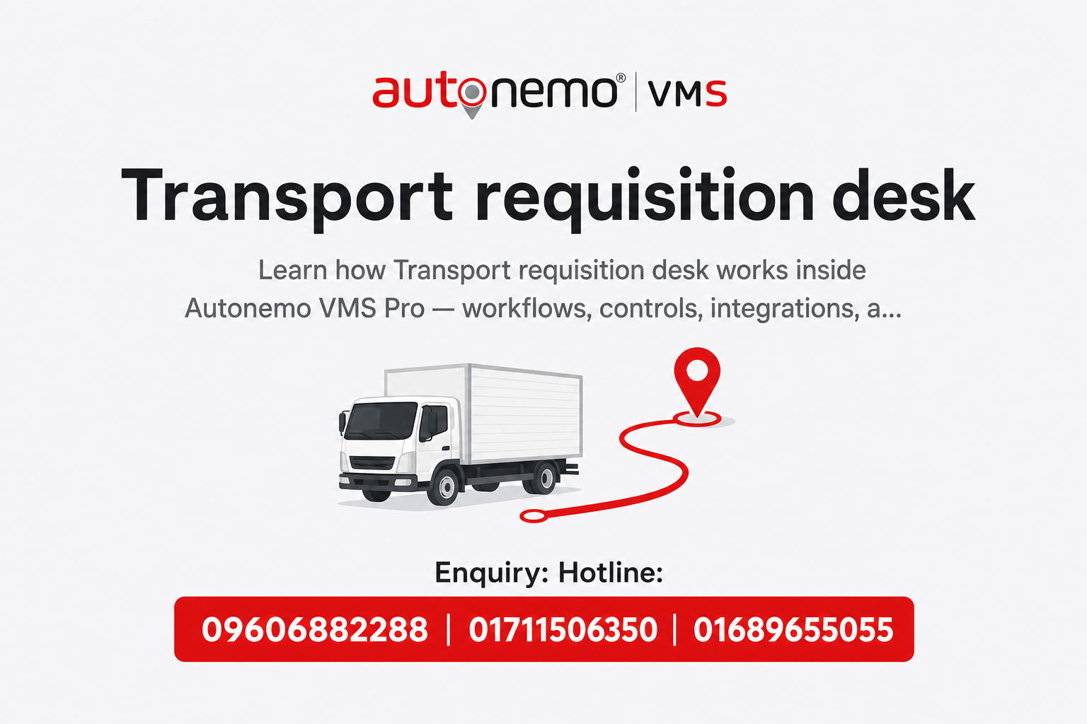 Transport requisition desk in Autonemo VMS Pro — Fleet & Transport Guide